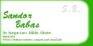 sandor babas business card